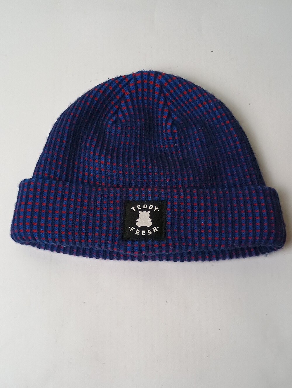 Teddy Fresh Navy and Red Dotted Ribbed Cuff Beanie